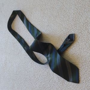 Ermenegildo Zegna Dark Forest Green/Blue/White Silk Tie (Made in Italy)